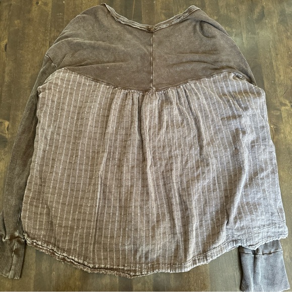 Easel Thermal Slouchy Top Size Large Distressed Loungewear College Stretchy 🤎 - Picture 7 of 8